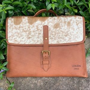 Handmade real leather cowhide laptop bag